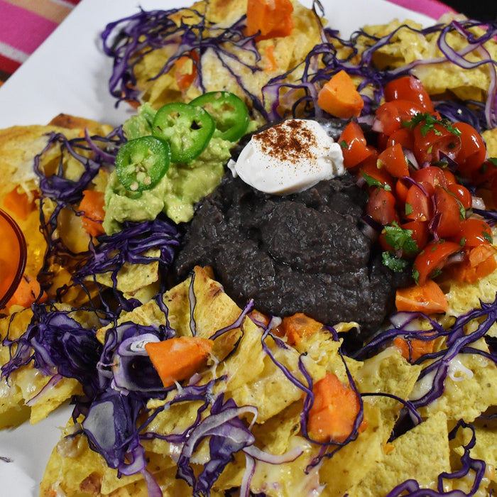 Vegetarian Nachos with Black Bean Dip - organicfair.com