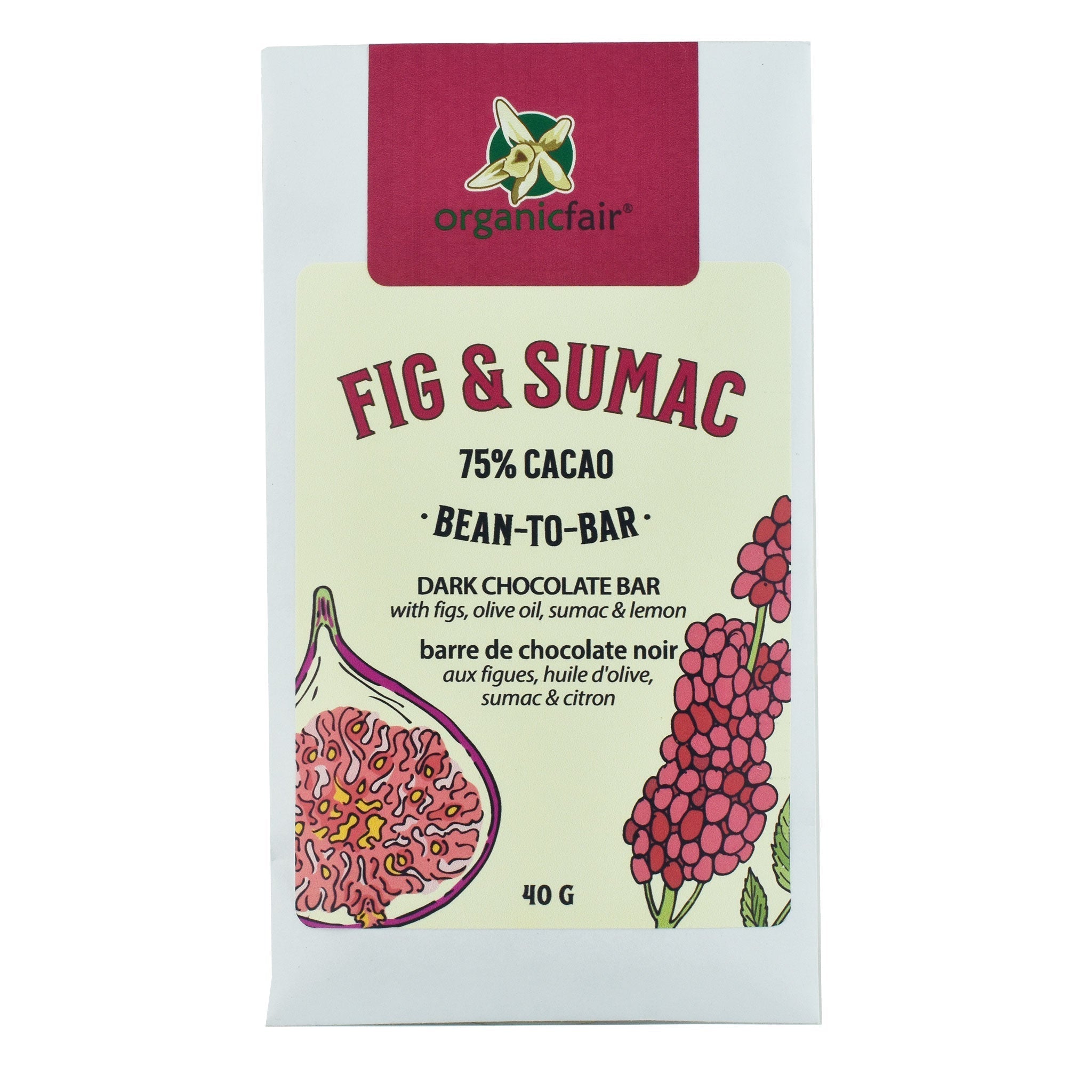 Fig & Sumac Dark Chocolate Bar - organicfair.com