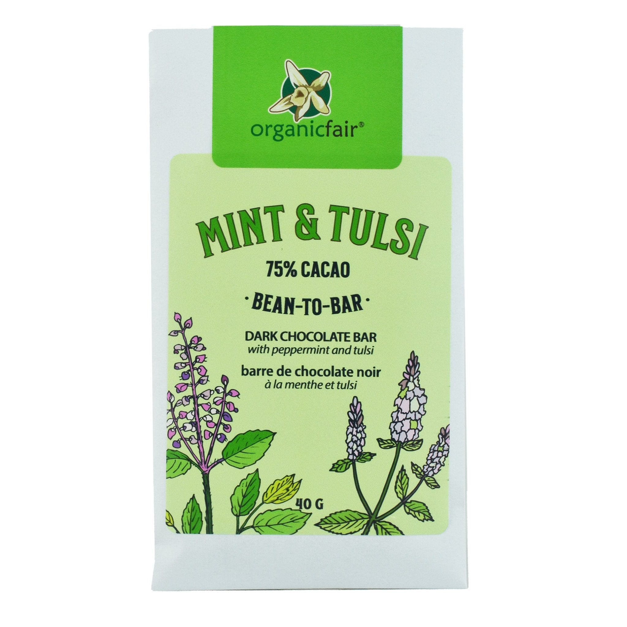 Mint & Tulsi Dark Chocolate Bar - organicfair.com