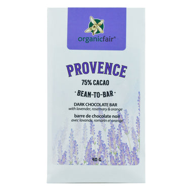 Provence Dark Chocolate Bar with lavender, rosemary and orange from organicfair