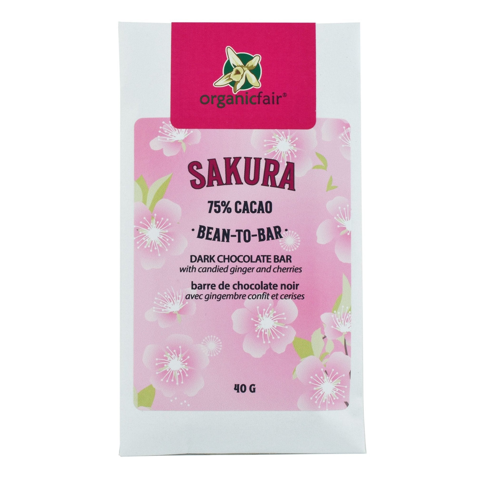 Sakura Dark Chocolate Bar - organicfair.com