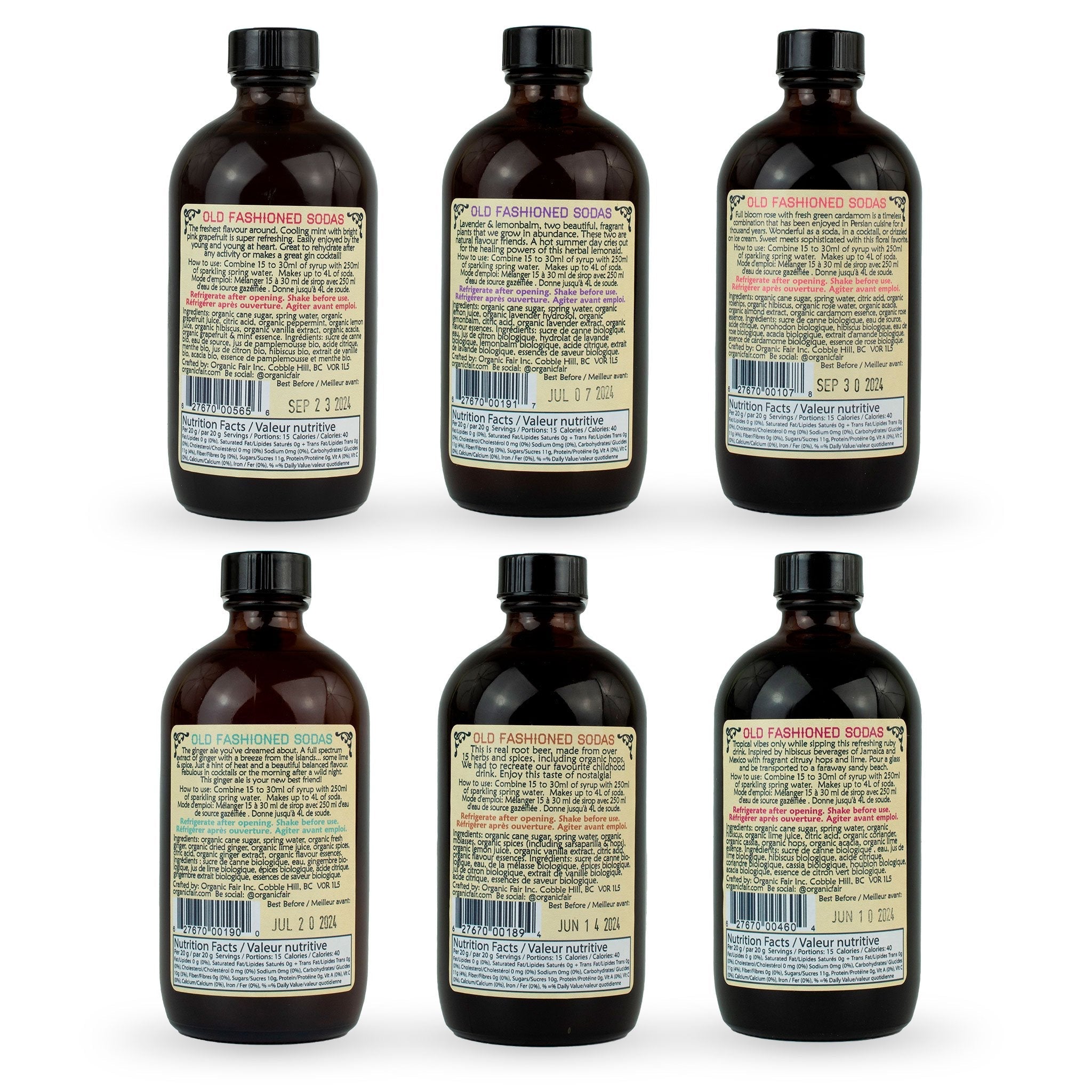 Soda Syrup Set - Six Botanical Syrup Flavors - organicfair.com