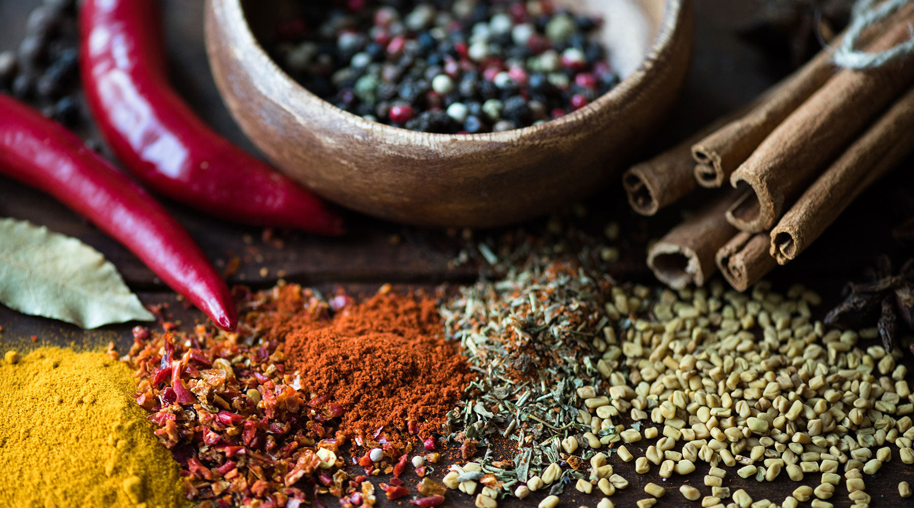 display of organic spices for cooking