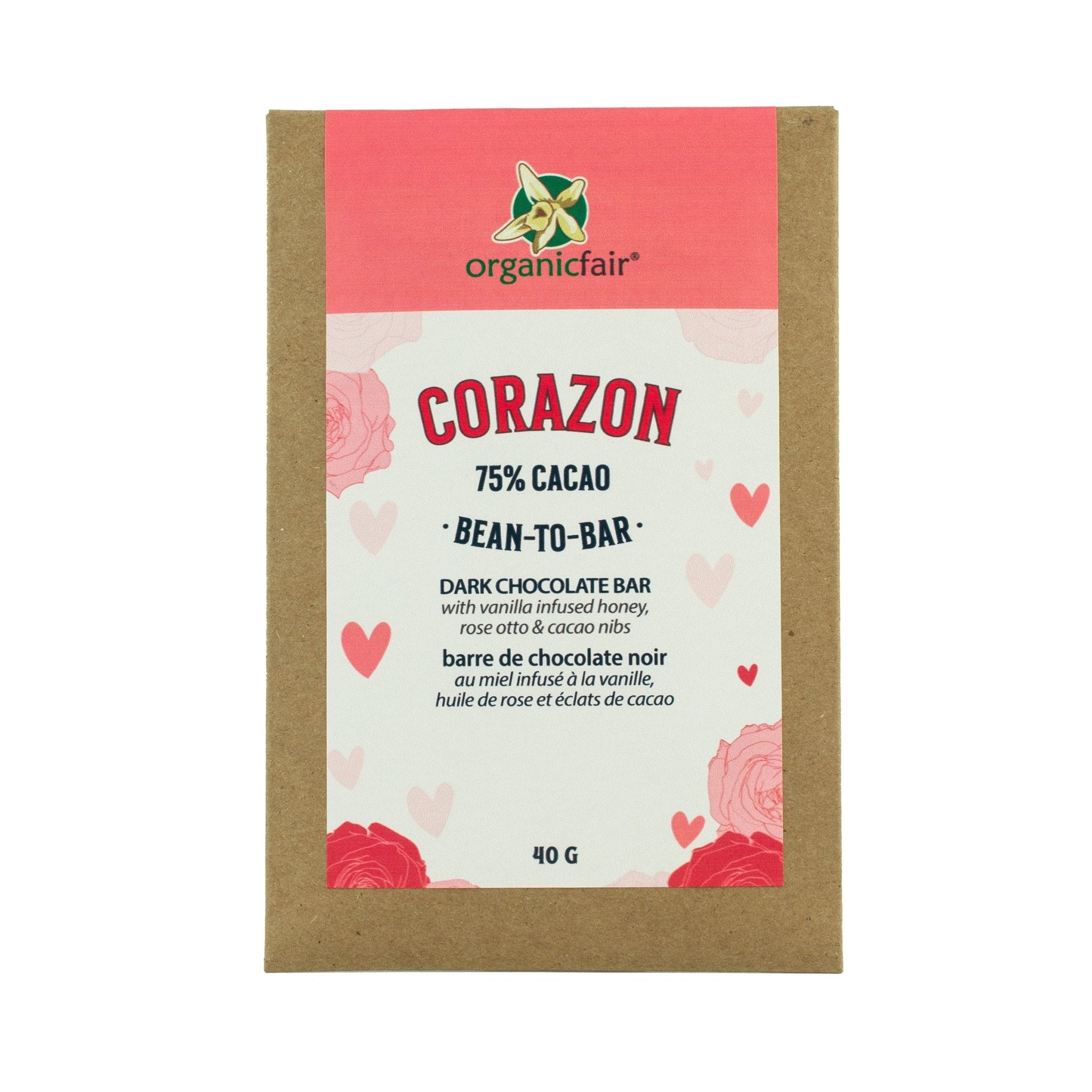 Corazon Dark Chocolate Bar - organicfair.com