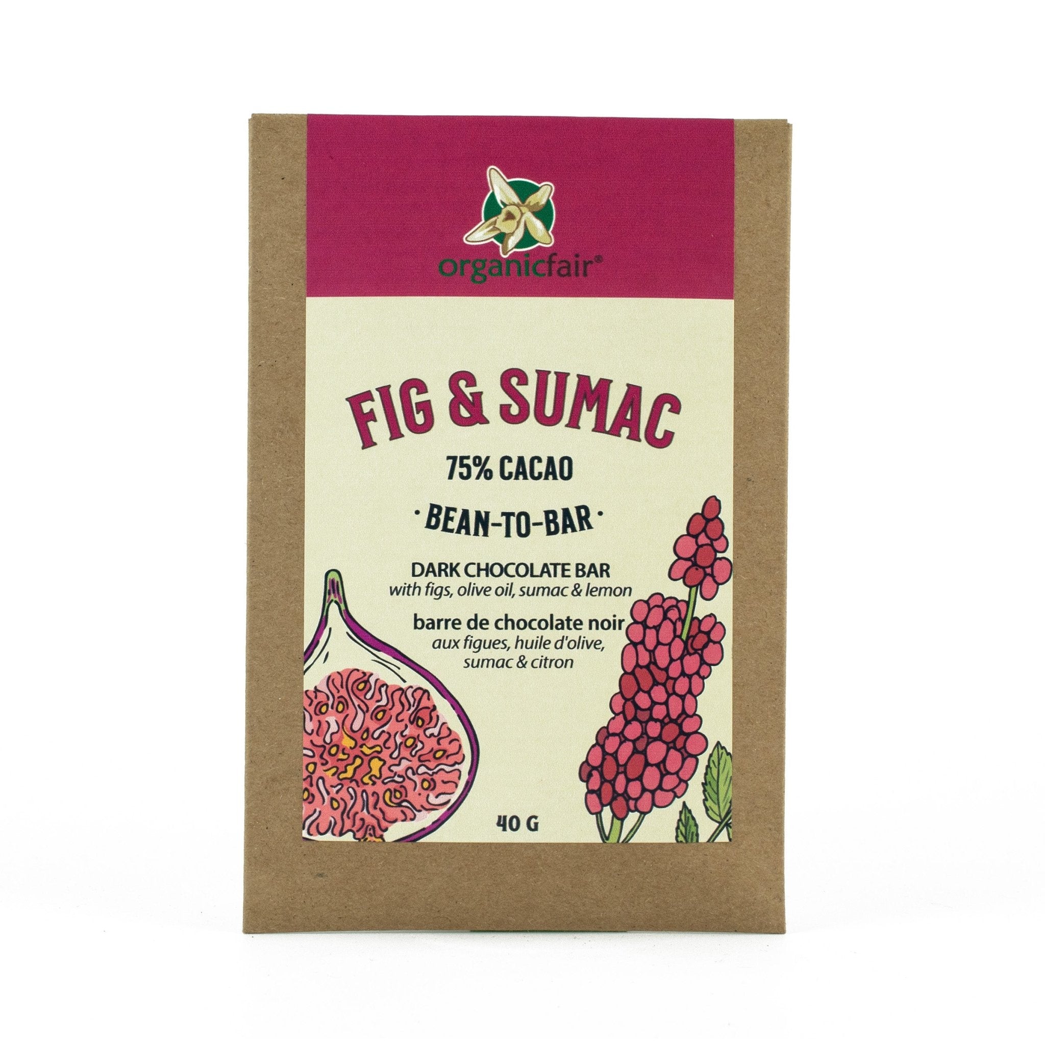 Fig & Sumac Dark Chocolate Bar - organicfair.com