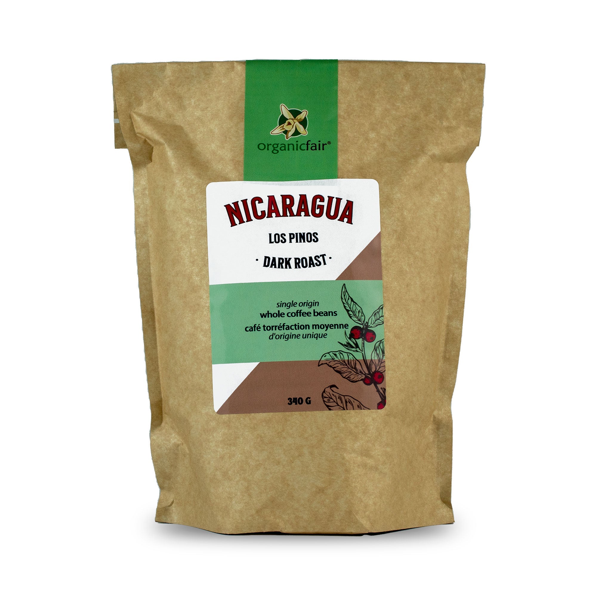 Nicaraguan Organic Coffee - Dark Roast - Whole Bean 340g - organicfair.com